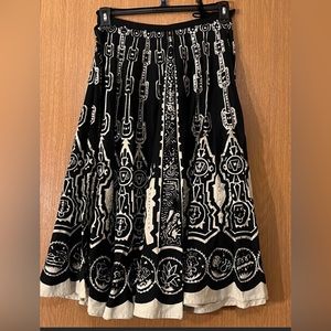 Black and Ivory skirt by Passport with silver embellishments: Size Small